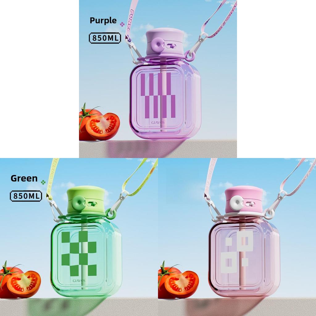 Portable Creative Water Bottle With Straw And Leakproof Seal For Office And Outdoor Use