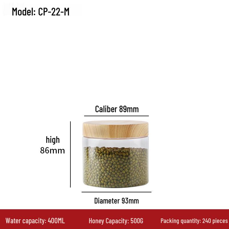Transparent Sealed Kitchen Storage Jar with Wood Grain Lid for Cereal, Dried Fruit, and Nuts