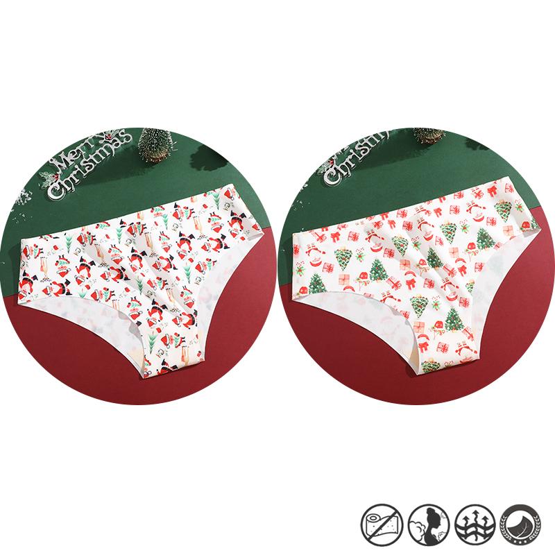 FINETOO 2 Teile/satz Weihnachten Schneeflocke Santa Claus Höschen Sexy Atmungsaktive frauen Unterwäsche Niedrigen Taille Tanga Frohe Weihnachten Höschen