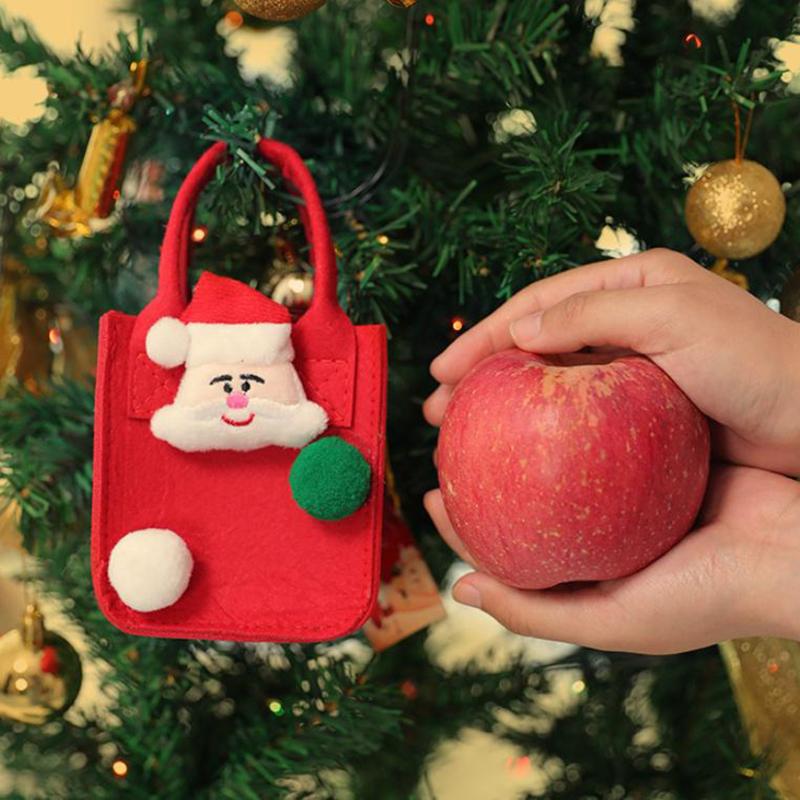Filz Wiederverwendbare Handtasche Weihnachtsfeier Geschenktasche Apfel Süßigkeit Keks Tragetasche Weihnachtspaket Dekoration Geschenktasche Für Kinderparty