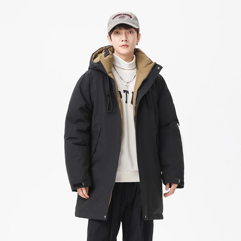Men in winter cotton clothes, thickened hooded jacket, neutral wind brand medium and long tooling cotton-padded men