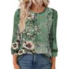 Women's Fashion Casual Round Neck 3/4 Sleeve Loose  Printed T-Shirt Ladies Top