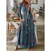 Abito Bohemian da Donna Estate Manica a Svaso Stampa Floreale Scollo a V Ampio Abiti da Donna Elegante Linea ad A Vita Alta Abito da Donna per Vacanze al Mare