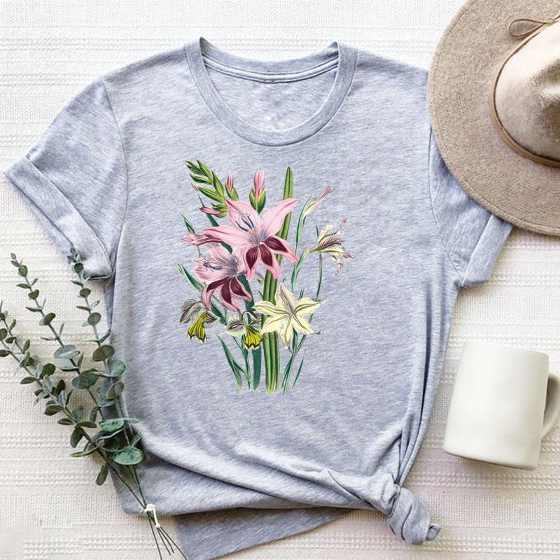Îmbrăcăminte cu flori în acuarelă, ocazional, cu mânecă scurtă, în stil dulce anilor 90, pentru femei, imprimeu, tricou grafic pentru femeie, tricou, top, la modă