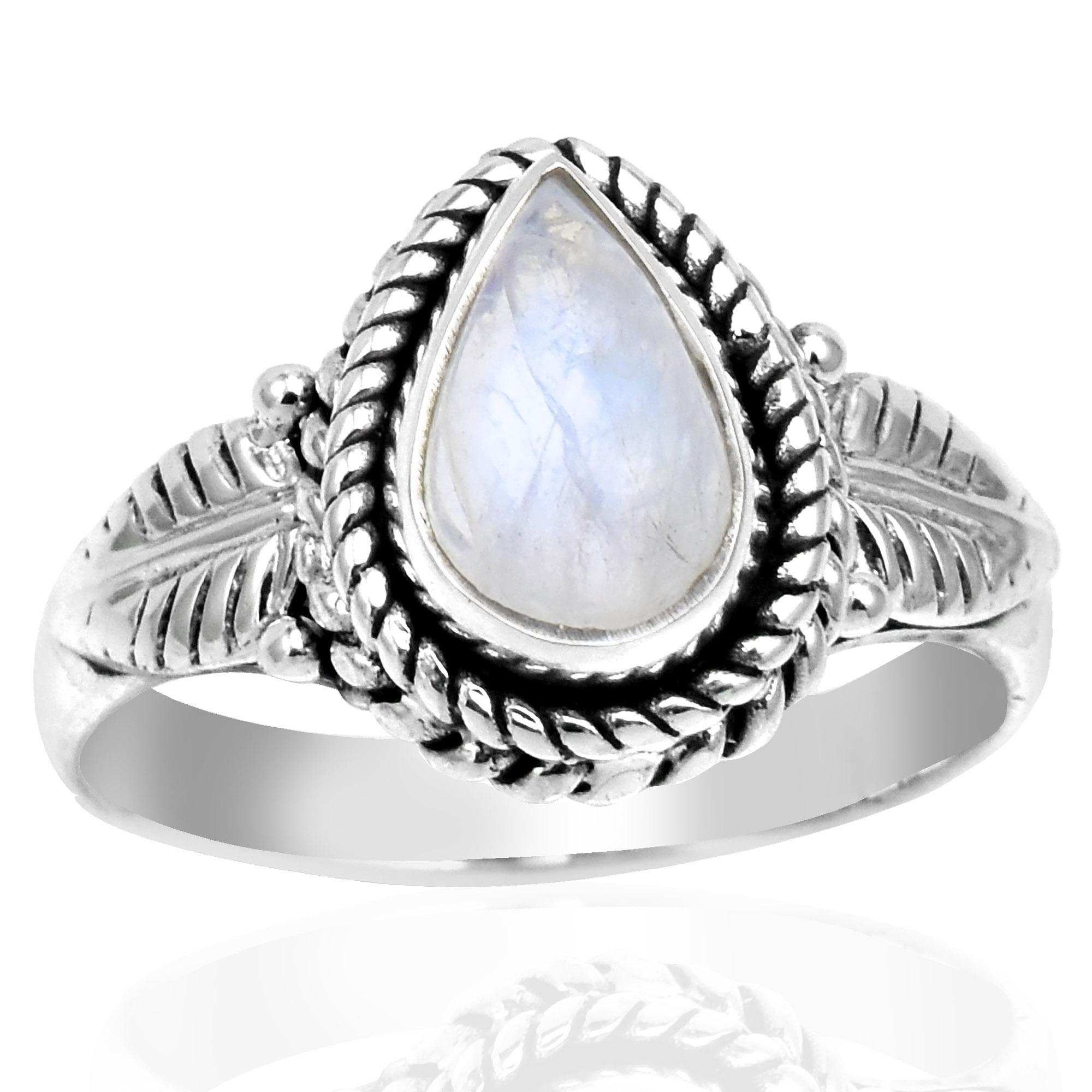 

Кольцо с драгоценным камнем в форме капли из стерлингового серебра 925 пробы из натурального радужного лунного камня для женщин и девочек 12