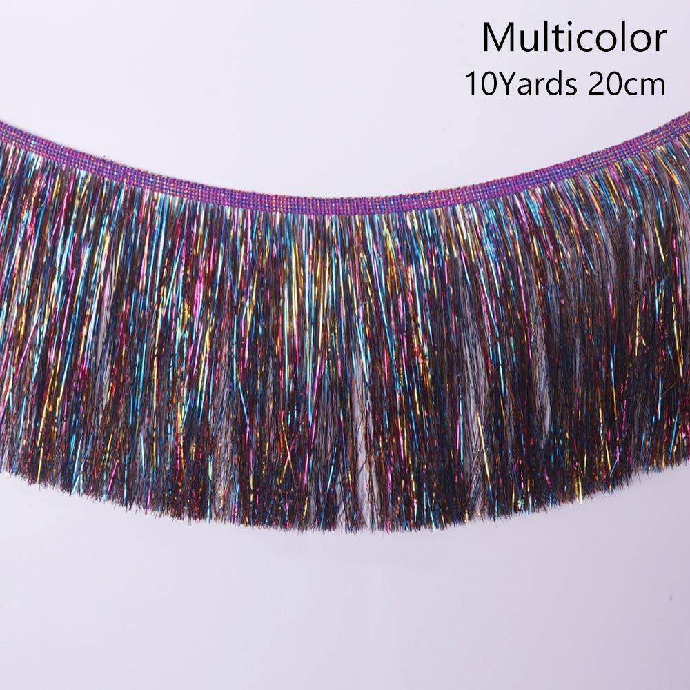 10Yards 20cm Wide Skirt Tassel Illusion Laser Gradient Fringe Ornaments DIY Lace Fabric Trim