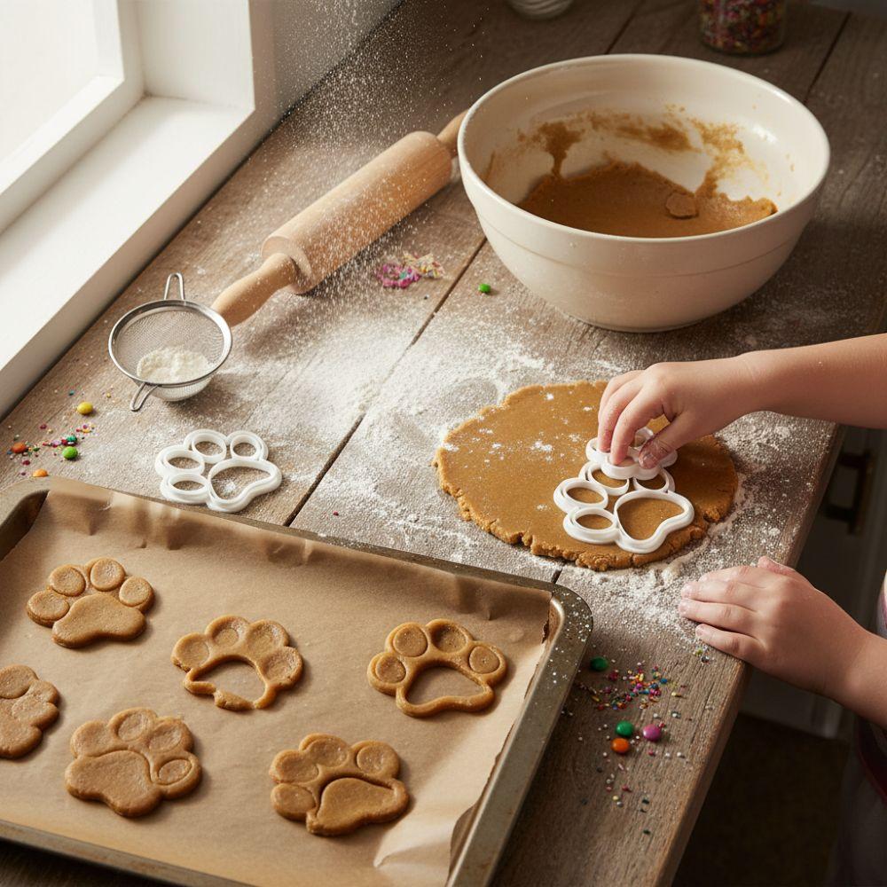 4PCS Cute Paw Print Cookie Cutters 3D Reusable Baking Tools Cartoon Non-Stick Cookie Mold Kitchen Baking
