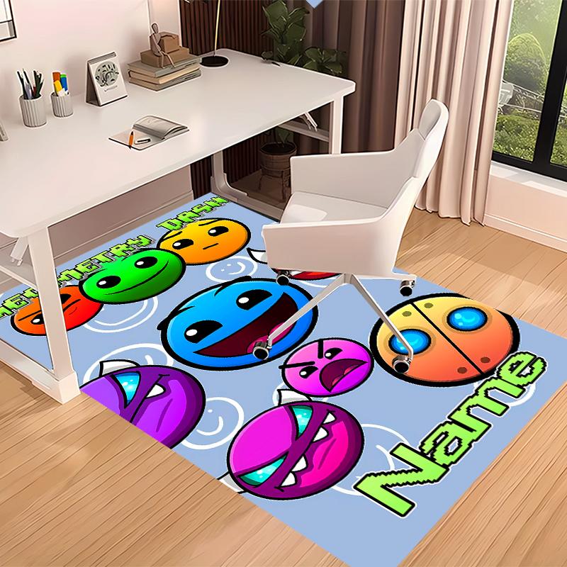 Tappeto Personalizzato Geometry Dash Area Tappeto - Morbido, Lavabile Antiscivolo Tappetino da Interno, Tappeto Decorativo per Soggiorno, Casa e Ufficio