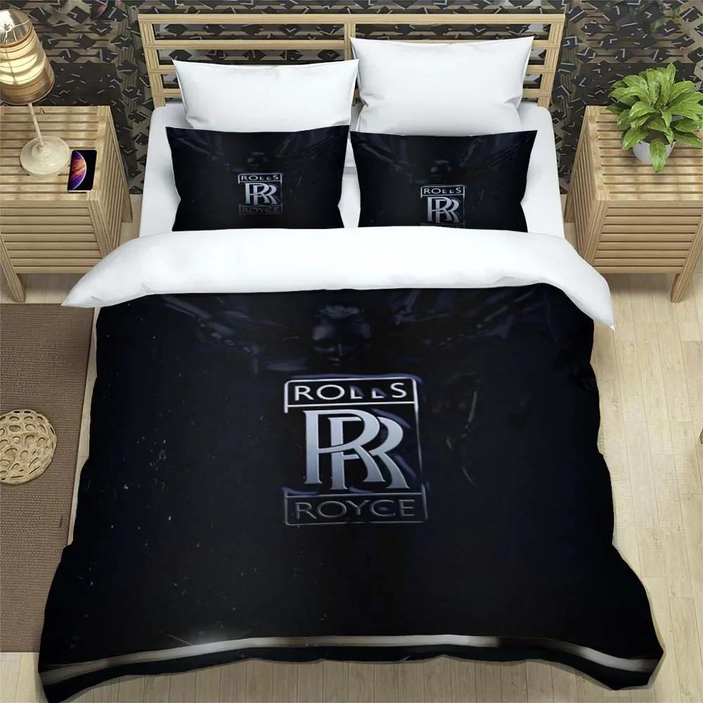 

Користувальницька стьобана ковдра з візерунком R-Rolls-Royce з наволочками Мікрофібра 3D з цифровим друком Комплект постільної білизни Твін Фул Квін Кінг AU Double(180x210cm)