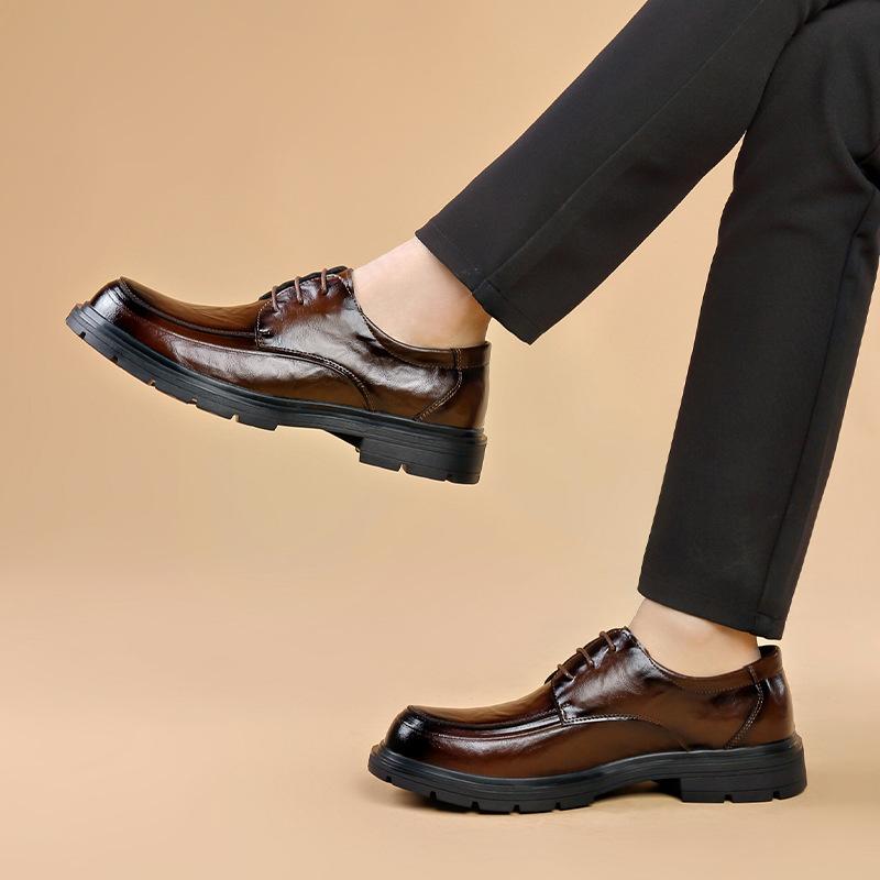 Skórzane buty jesienne skórzana sukienka biznesowy casual miękka podeszwa podwyższające derby ślubne nowe buty ślubne