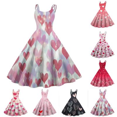 Women's Fashion Valentine's Day Printed Sexy Strapless Gothic Cocktail Dress Punk, Vintage Dress.