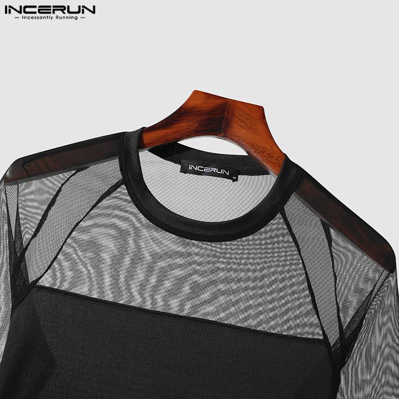 INCERUN Muži prohlédnou Slim Tops Mesh bodysuits