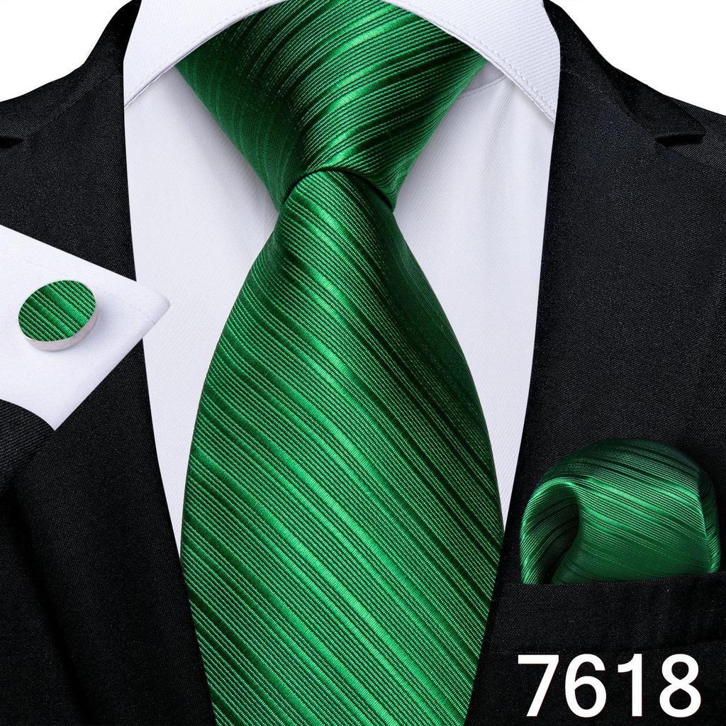 Pánské hedvábné kravaty Černá šedá květinová tkaná kravata Hanky manžetové knoflíčky Set Wedding