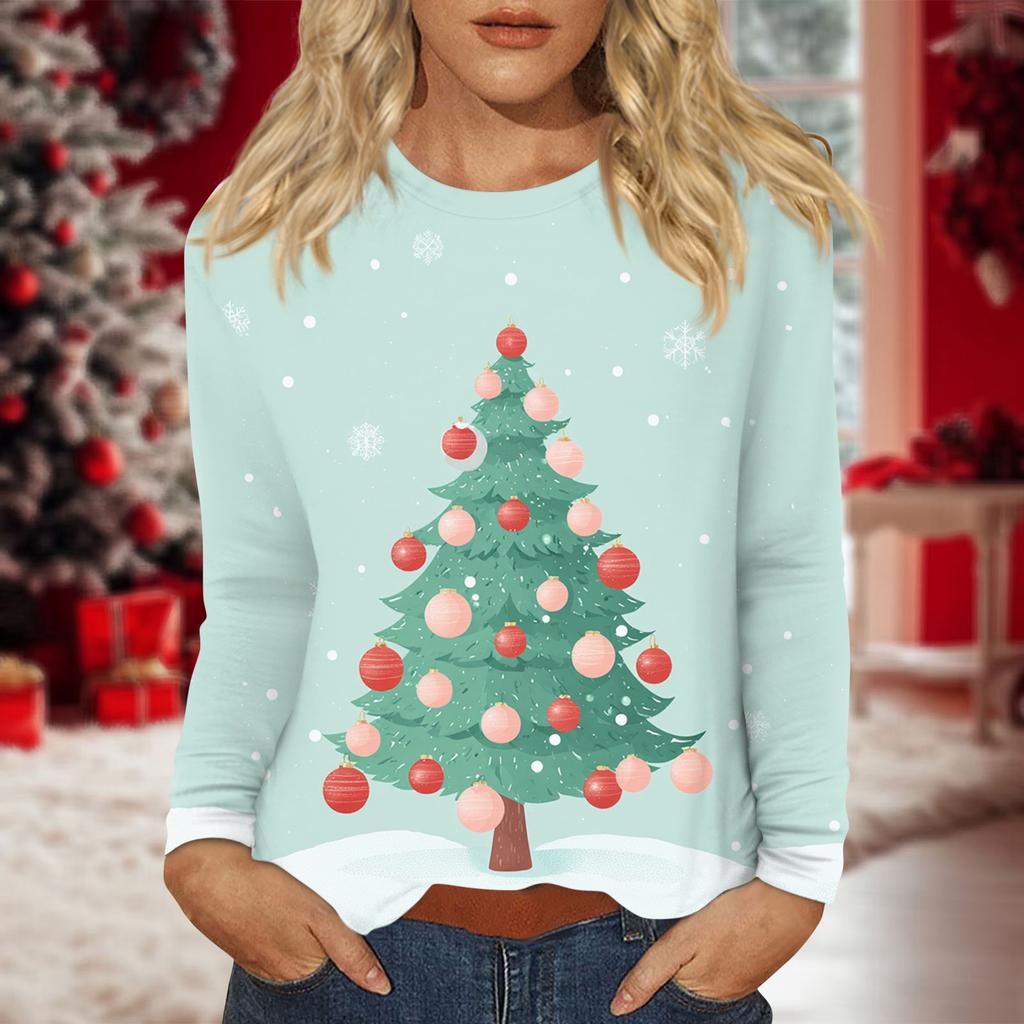 Women's Daily Casual Long-sleeved Printed O-neck Top