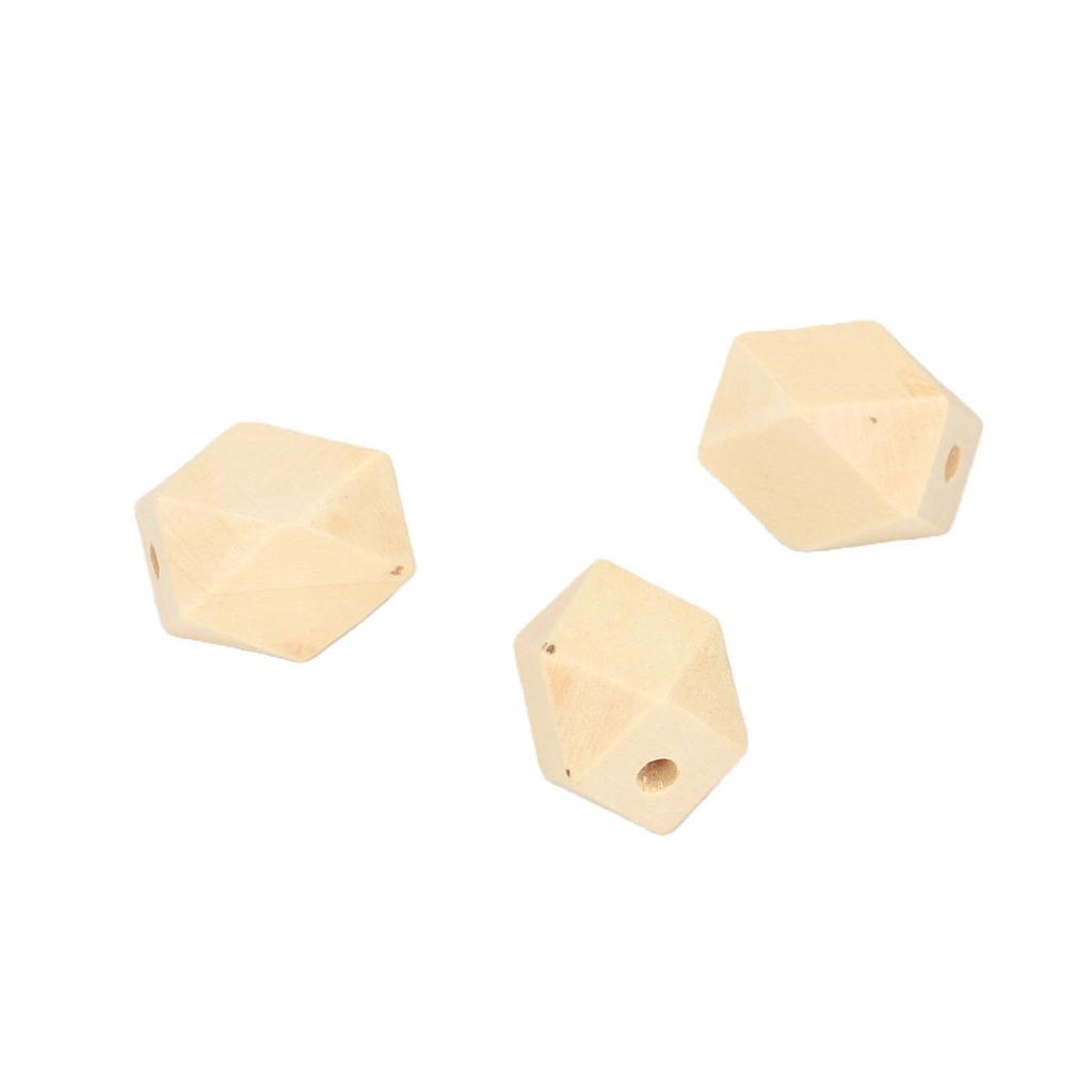 10pcs Unfinished Geometric Polyhedron Faceted Wooden Beads DIY Accessories (27*20mm)