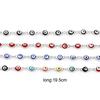 Stainless Steel Bracelets Round Evil Eye Enamel Jewelry Silver Color Hand Turkish Jewelry Bangle Boho Women Bracelet 19.5cm Long