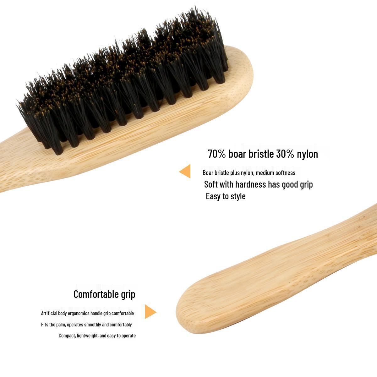 

Men s Boar Bristle Beard & Pompadour Brush with Wood Handle for Neck, Hair, and Mustache Styling