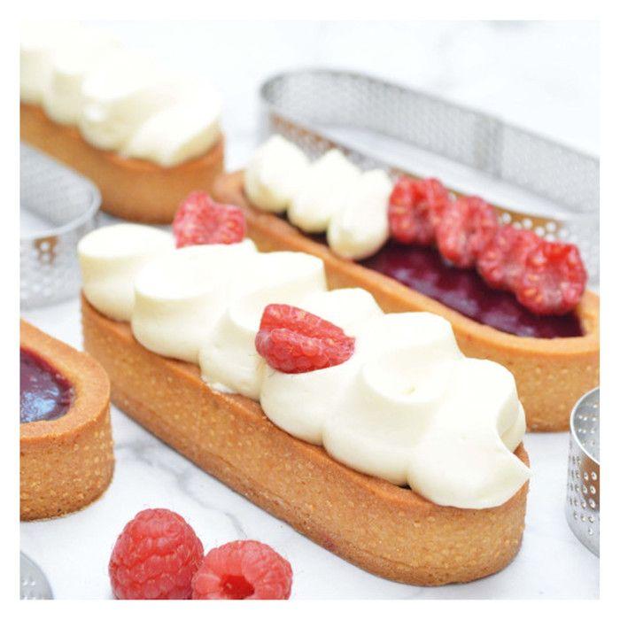 4 Individual Perforated Tart Rings - Oval 15 X 4cm