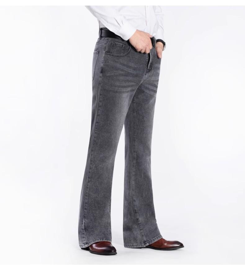 Men's Denim Flared Jeans Men's Mid Rise Stretch Light Blue Jeans