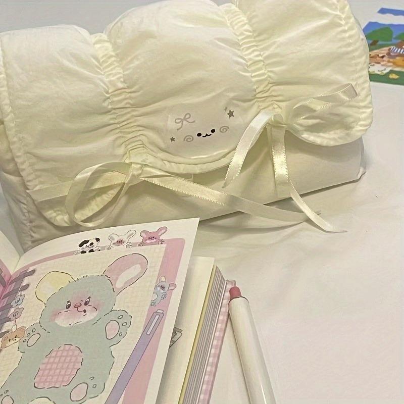Large Capacity Cat Bow Pencil Case-stylish White Stationery Storage Box Spacious Compartment Design Durable and Easy To Clean