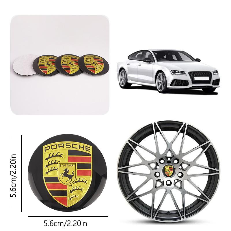 AABKW1 4pcs 3D Car Wheel Center Hub Cap Sticker Car Emblem Wheel Center Cap For Porsche Cayenne Macan 911 Boxster Cayman Panamera 718