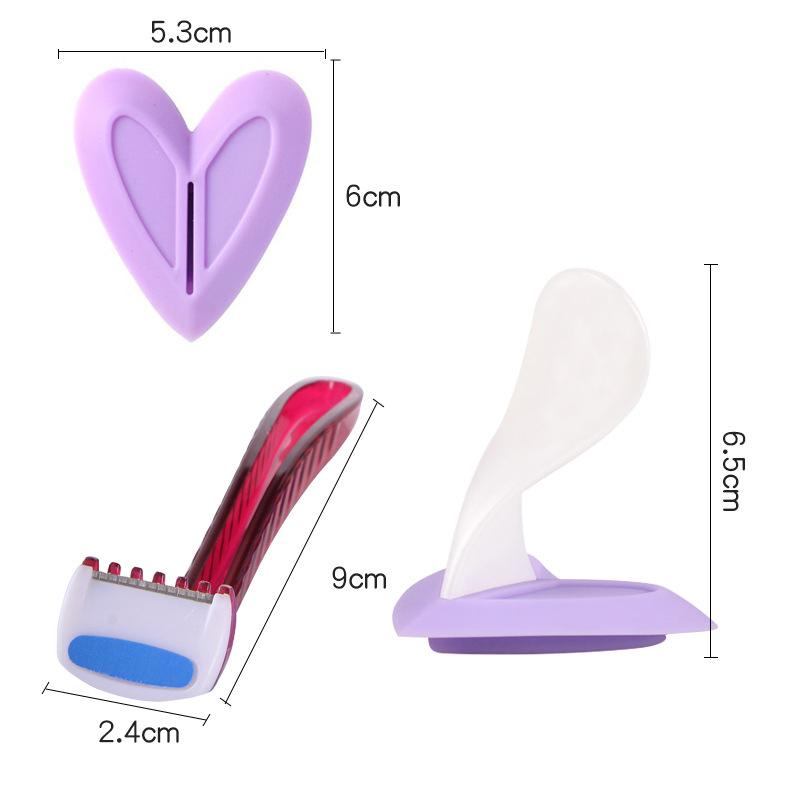 

Фиолетовый бритва бикини сердце треугольник прямой лобковый триммер бритва в форме сердца трафарет прямой с волосами женщины