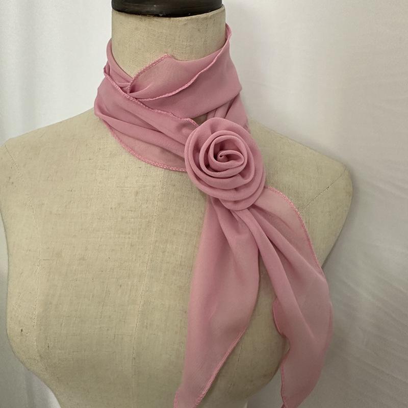 26 Colors Decorative Headscarf Solid  Pink Rose Knitted Scarf Shawl Shawl Flower Sunscreen Headscarf Ladies Office Scarf
