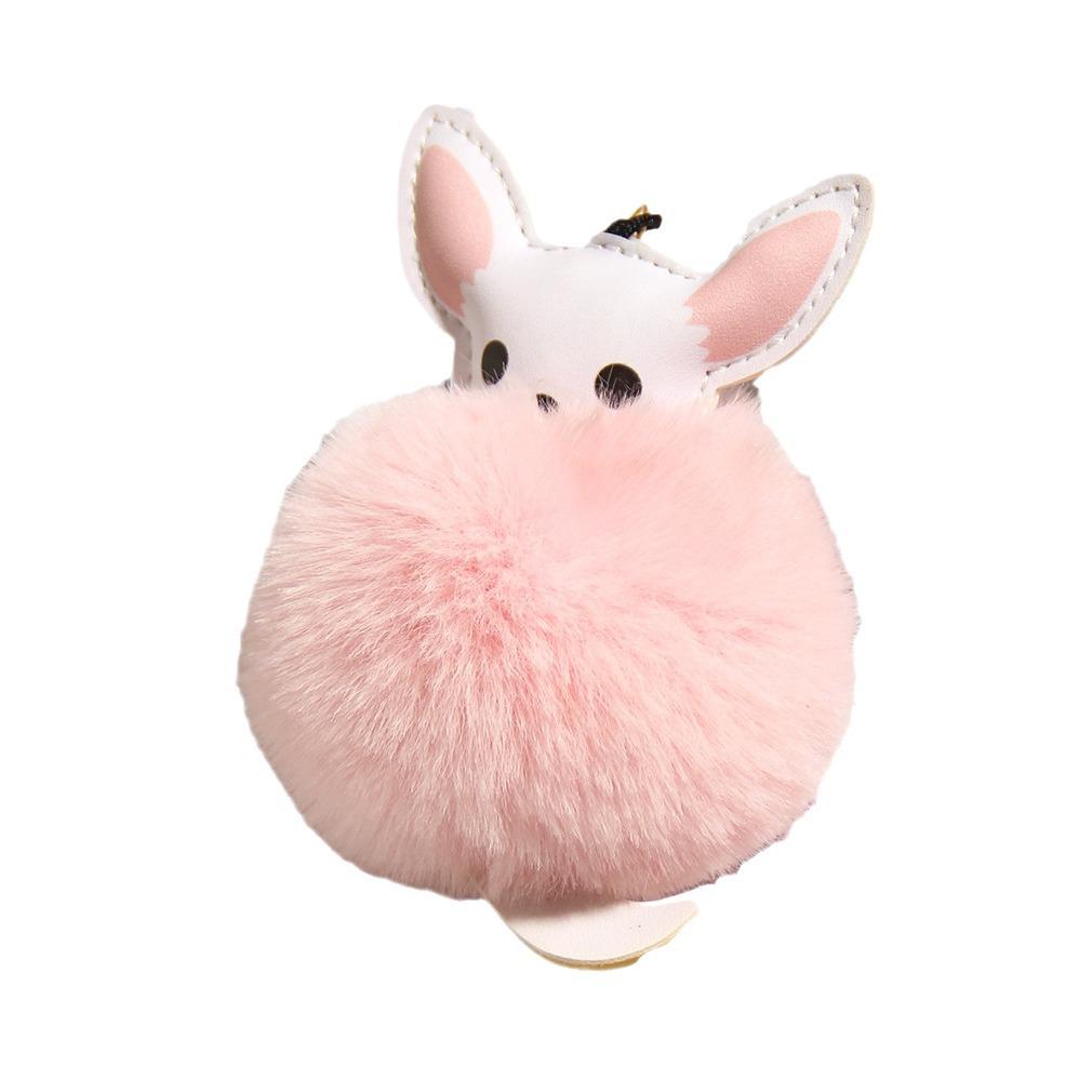Cross-border Cartoon Keychain: Cute Animal Plush Ball Pendant for Handbags & Cars