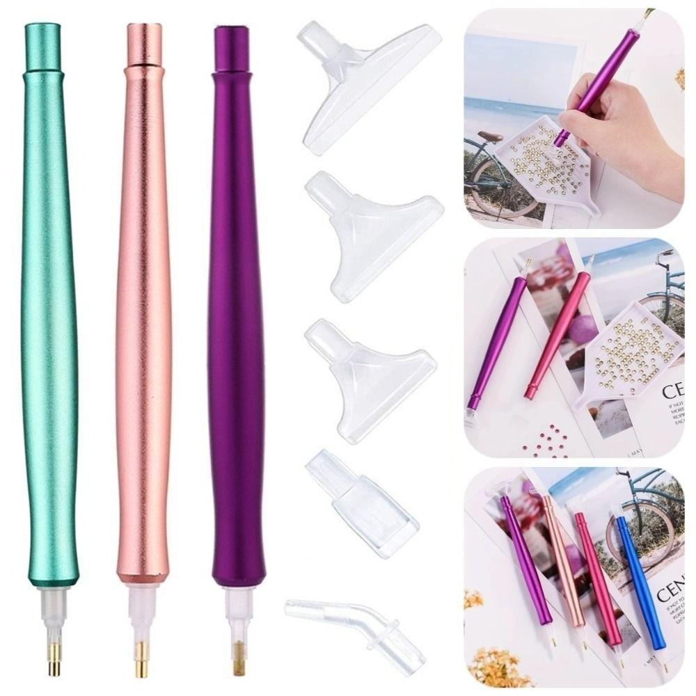 Handmade Alloy Crystal Point Drills Round Square Diamonds DIY Electric Diamond Art Pen Interchangeable Tips Home