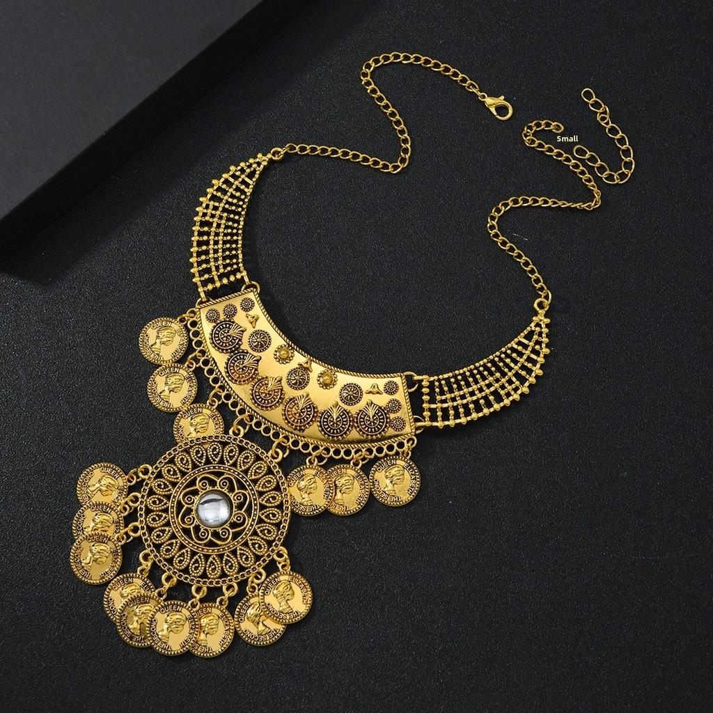 Ethnic Style Coin Pendant Necklace With Tassels For Party Wear Womens Jewelry