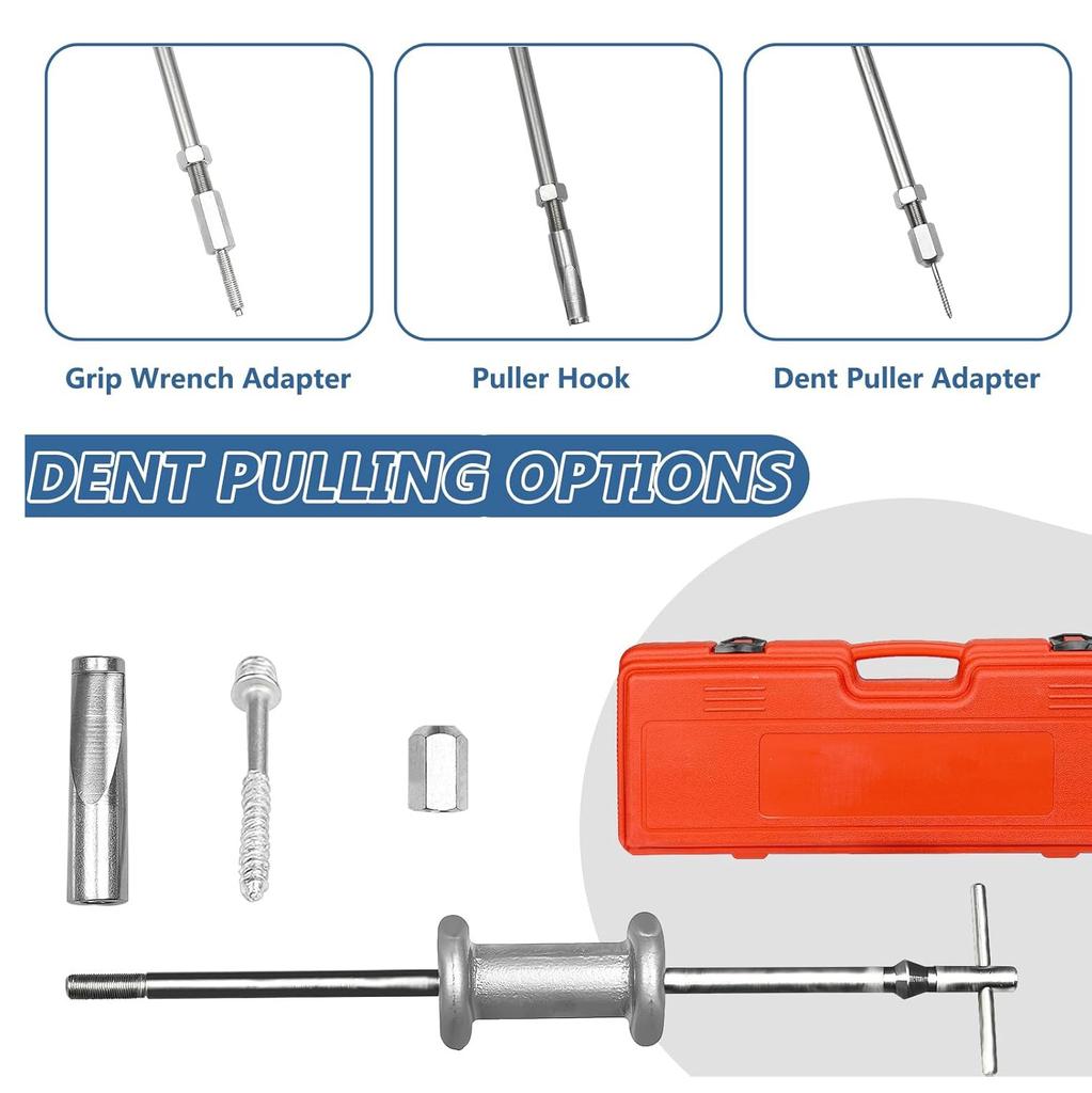 9-Way Slide Hammer Puller Set, Front Wheel Hub Bearing Remover & Rear Wheel Axle Hub Dent Shaft Puller Tool Kit Wheel Bearing Removal Tool