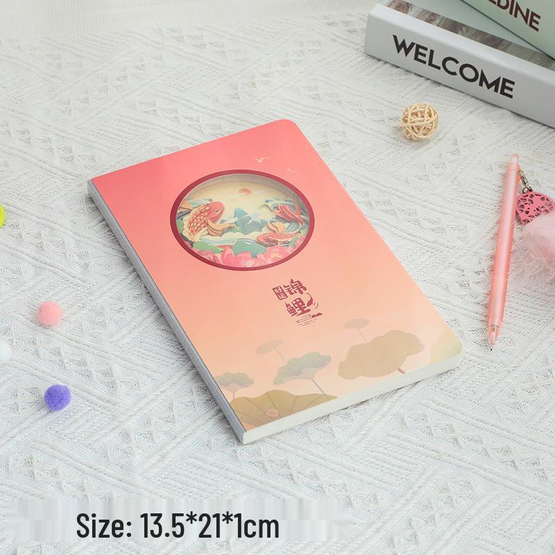 Creative Koi Notepad - A5 Paper Carving Notebook with Customizable Logo Good Luck Koi Paper Carving Notebook