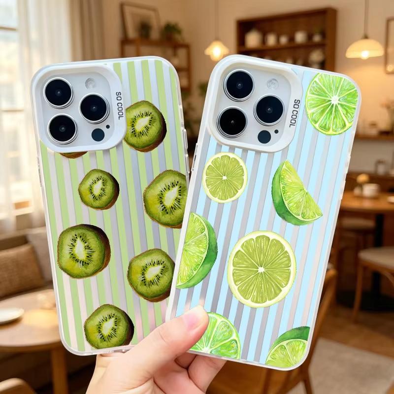 Striped Fruit Pattern Laser Phone Case For IPhone 15 17 Pro Max 16 14 Pro Max Plus 12 11 13 Mini Pro Max Shockproof Back Covers