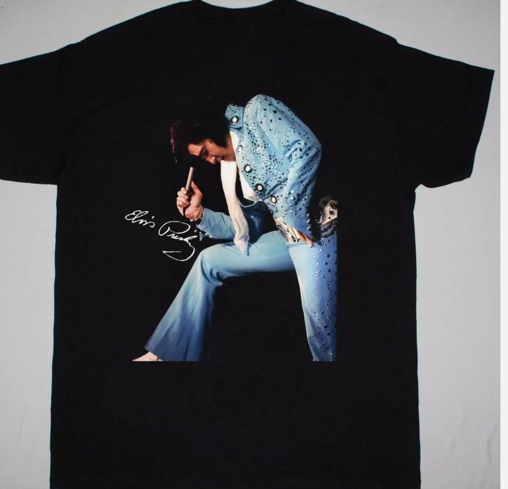 Presente com Assinatura de Elvis Presley Para Amante Camiseta Preta Todos os Tamanhos