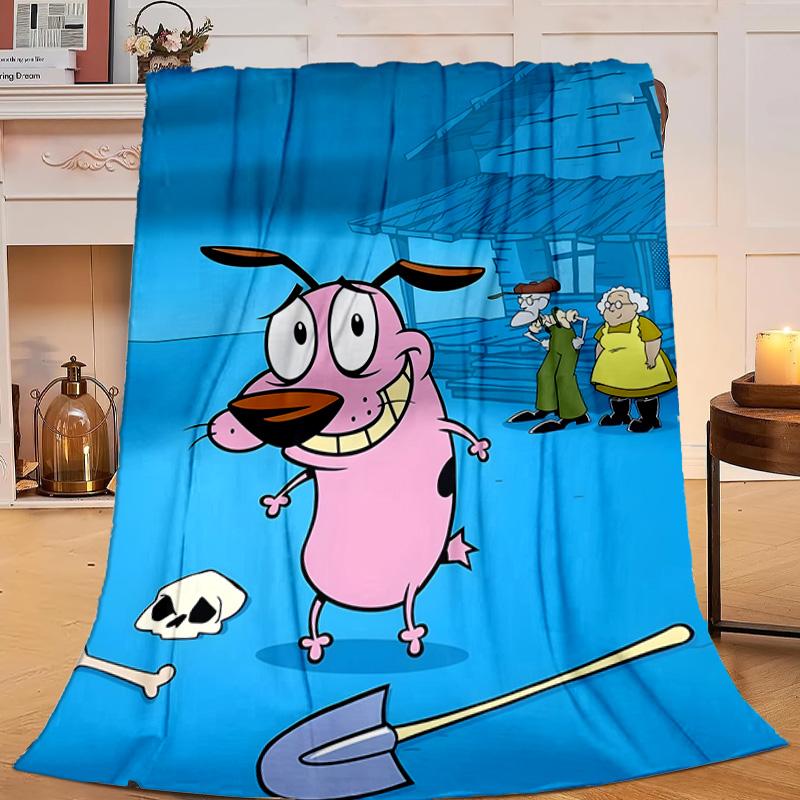 1PC Pink dog In The Garden Flannel Blanket Gift, Suitable for Both Men And Women, Soft Ideal for Beds And Sofa, Birthday Or Christmas Gift