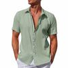 Designer Spring Summer Men's Casual Cotton Linen Solid Color Short Sleeve Shirts Loose Shirts