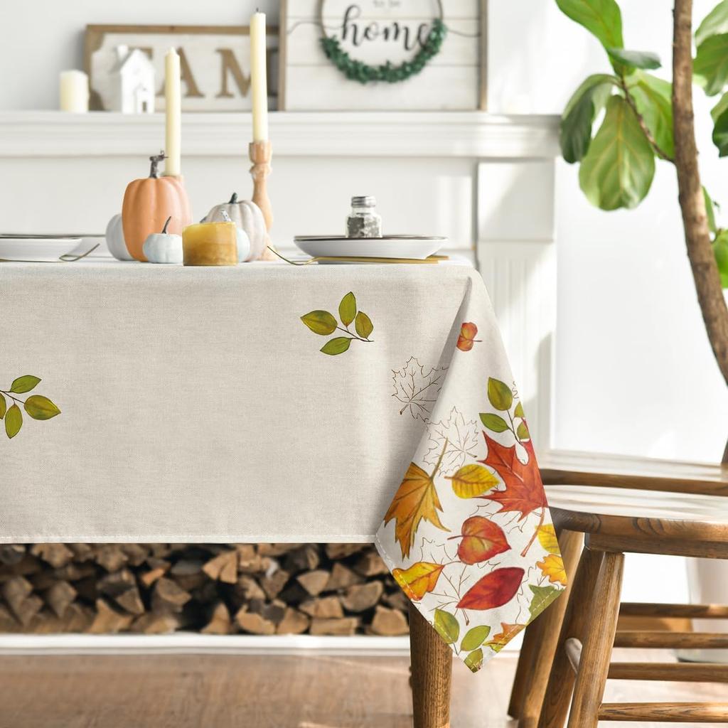 Autumn Maple Leaves Rectangle Tablecloth Holiday Wedding Party Decor Thanksgiving Fall Harvest Table Cover For Dining Room Decor