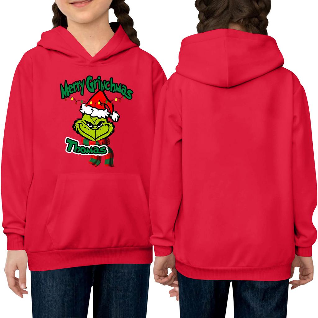 Children's Long-sleeved Loose-fitting Pullover Hoodie With Drawstring And Solid Color