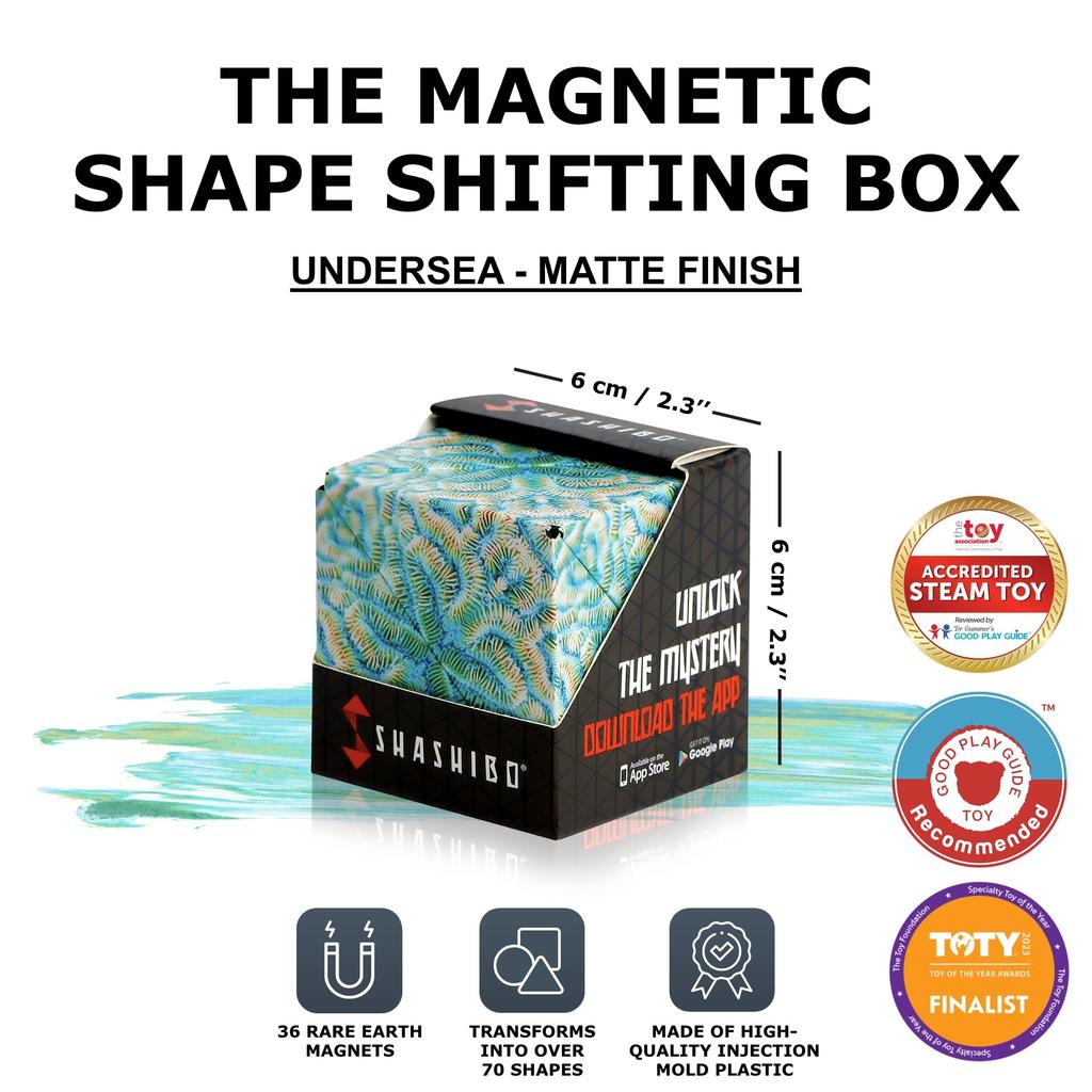 SHASHIBO Shapeshift Box - Award-Winning Patented Fidget Cube with 36 Rare Earth Magnets - Transforms into Over 70 Shapes (Undersea - Explorer Series)