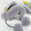Winter Hats Women Natural Fox Fur Fuffy Warm Fashion Stylish Knitted Pompom Girls Fur Hat