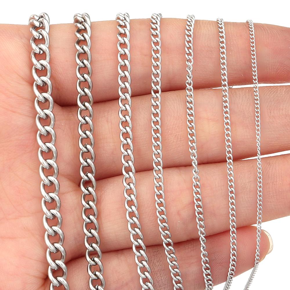 5Yards Stainless Steel Chains 1/1.5/2/2.5/3/3.5/4.5mm Bulk Link Chains For DIY Jewelry Making Necklace Bracelets Accessories
