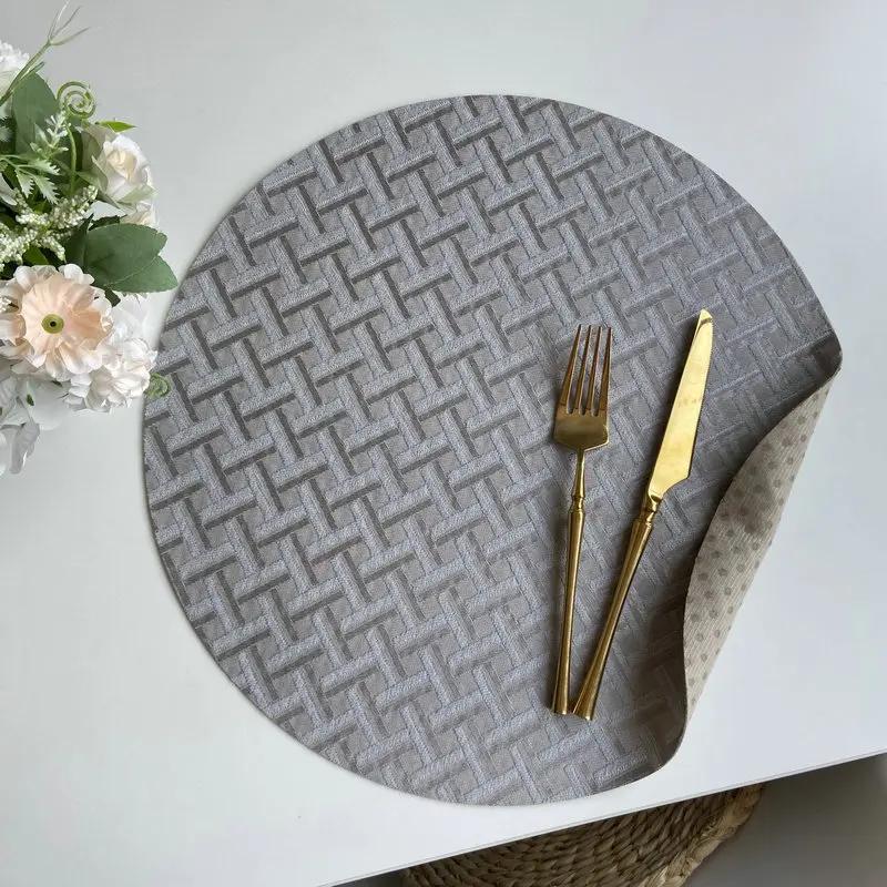 Polyester Herringbone Jacquard Fabric Placemats Non-Slip Heat-Resistant Creative Table Mats Home Dining Decor