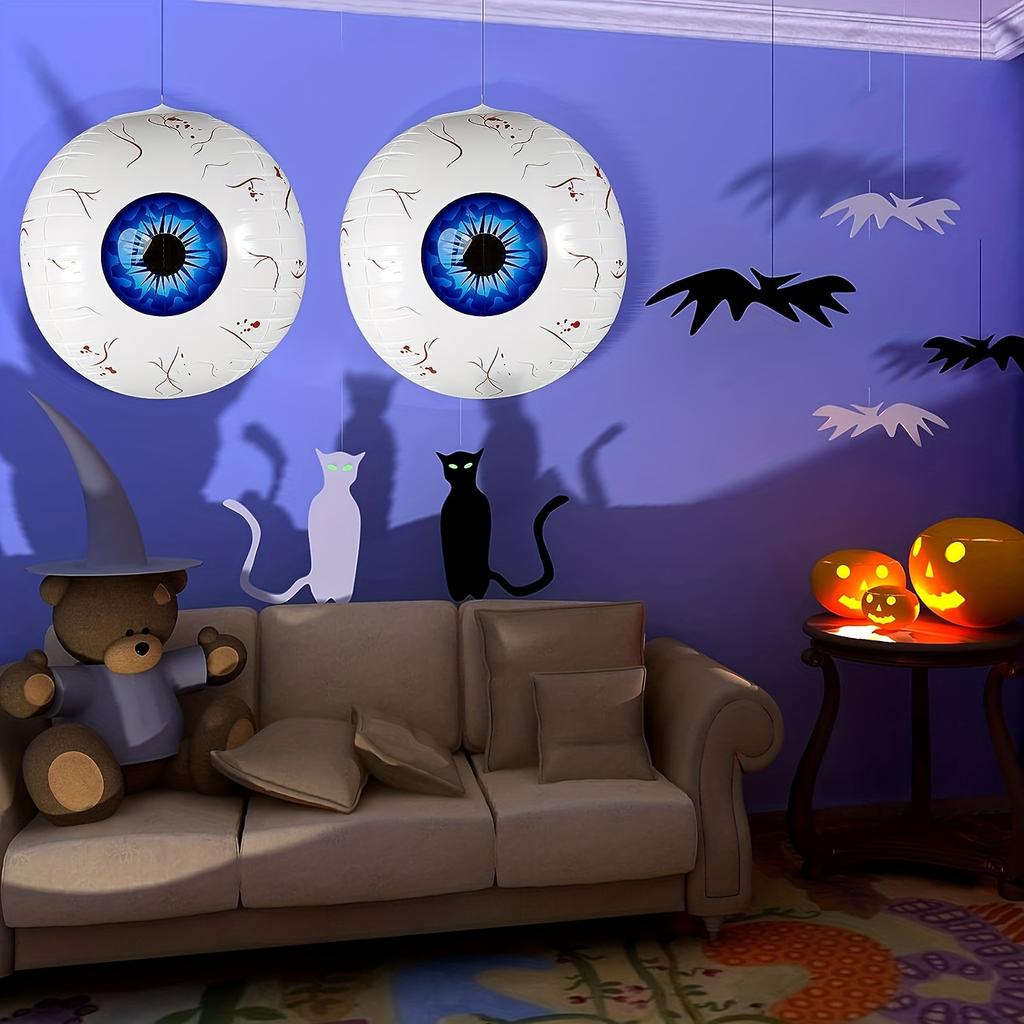 6pcs Halloween Inflatable Eyeball Balloons 22 Inch 3-color Horror Theme Party Eyeball Balloons For Halloween Scary Decorations