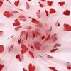 Red Heart-Shaped Mesh Table Runner Romantic Heart Design Wedding Table Decor Transparent Heart Pattern Valentine's Day Party