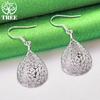 Retro 925 Sterling Silver Hollow Water Droplet Drop Earrings For Lady Birthday Wedding Party Versatile Design Jewelry Accessorie