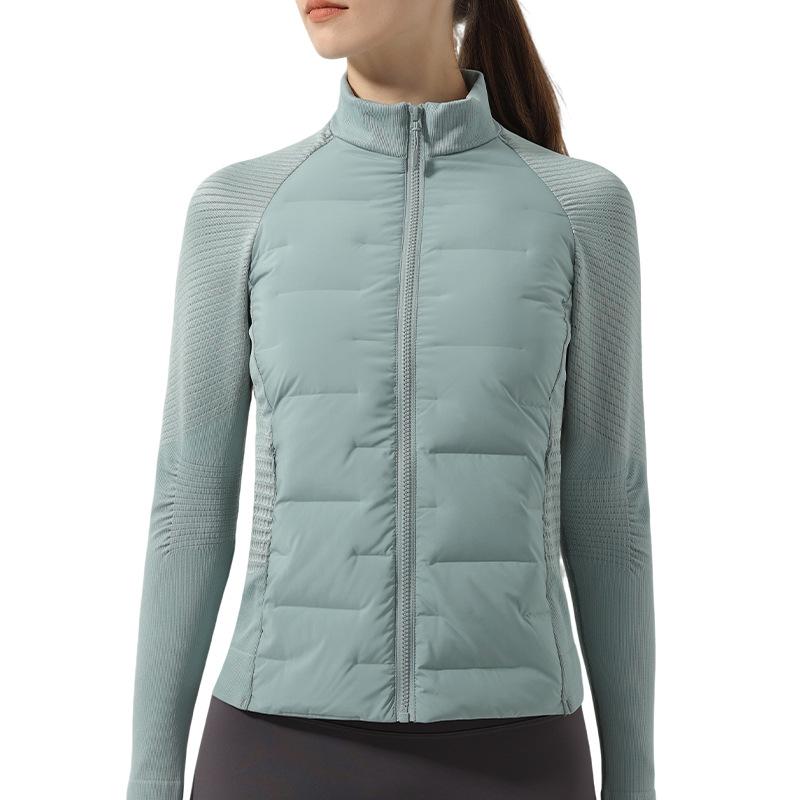Leichte nahtlose Damen-Laufjacke aus weißer Gänsedaune