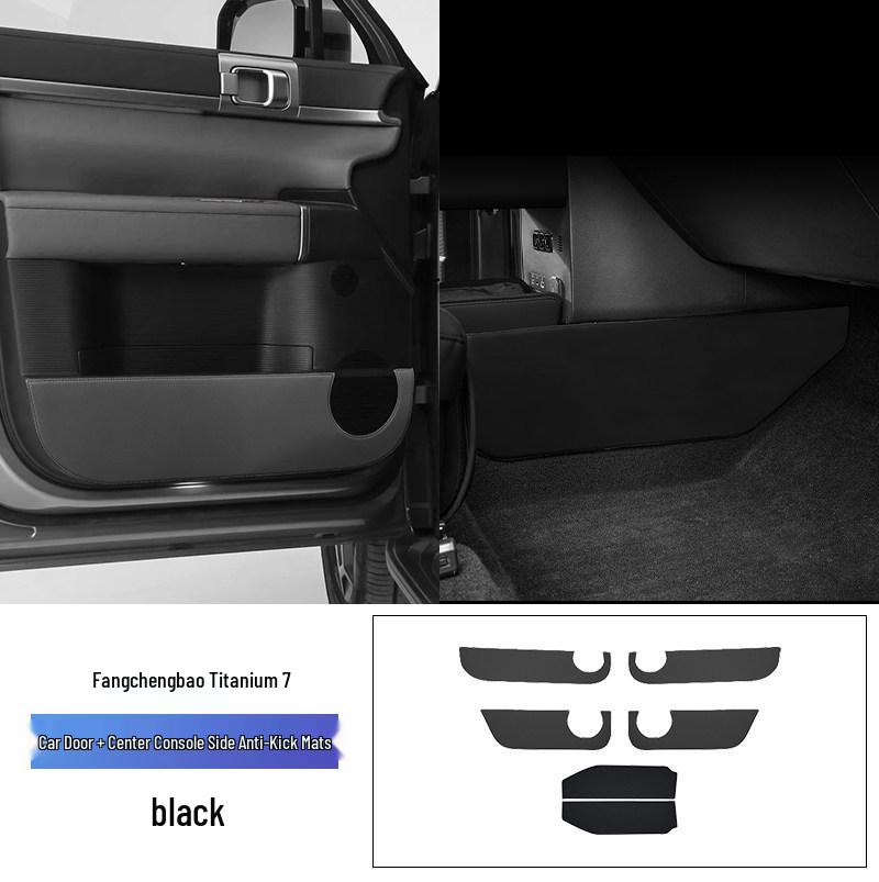 Leopard Titanium 7 Car Door Kick Mats - Anti-scratch Leather Protection Stickers for Interior Modification