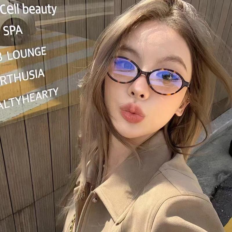 1pc Brand Small Oval Anti Blue Light Glasses Women Computer Optical Lenses Trendy Eyewear Frame Lightweight Comfortable
