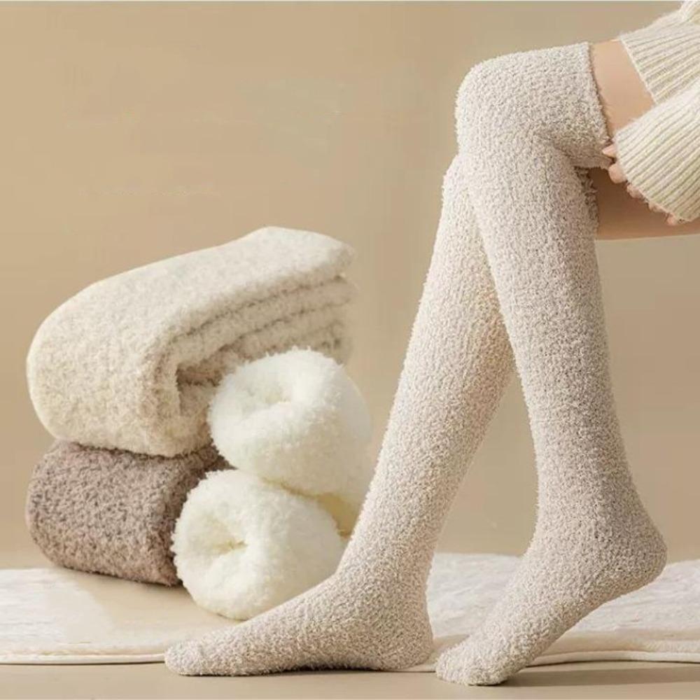 Ins Long Tube Stockings Thicken Anti-slip Floor Socks Soft Coral Fleece Socks Home