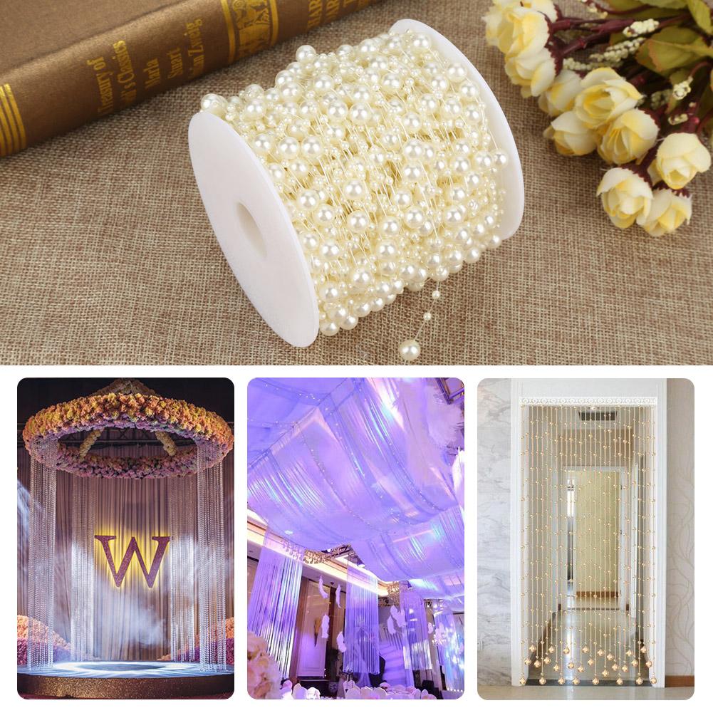 60mCelsiusroll Grinding Pearl Wire Beads Garland String Wedding Decoration 3mm+8mm(white)